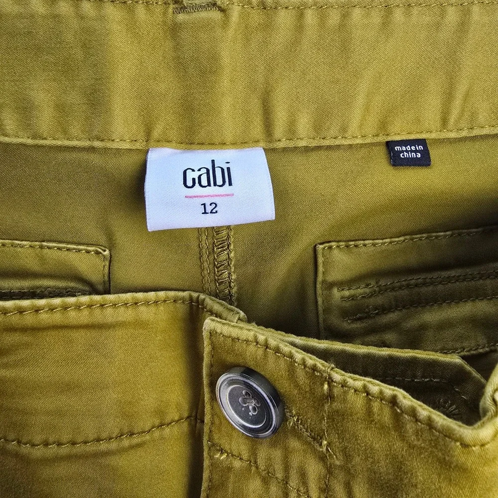Cabi Mariner Jogger Pants‎ #5504 Mustard Yellow Slim Fit Snap Cuff Size 12